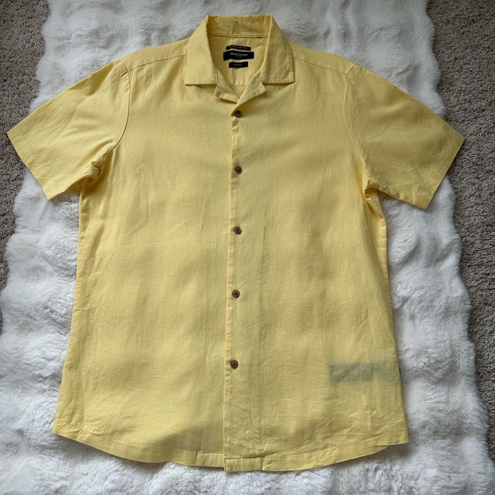 Kenneth Cole New York Man’s Linen+Cotton Casual Button Down Shirt-M - Picture 3 of 8